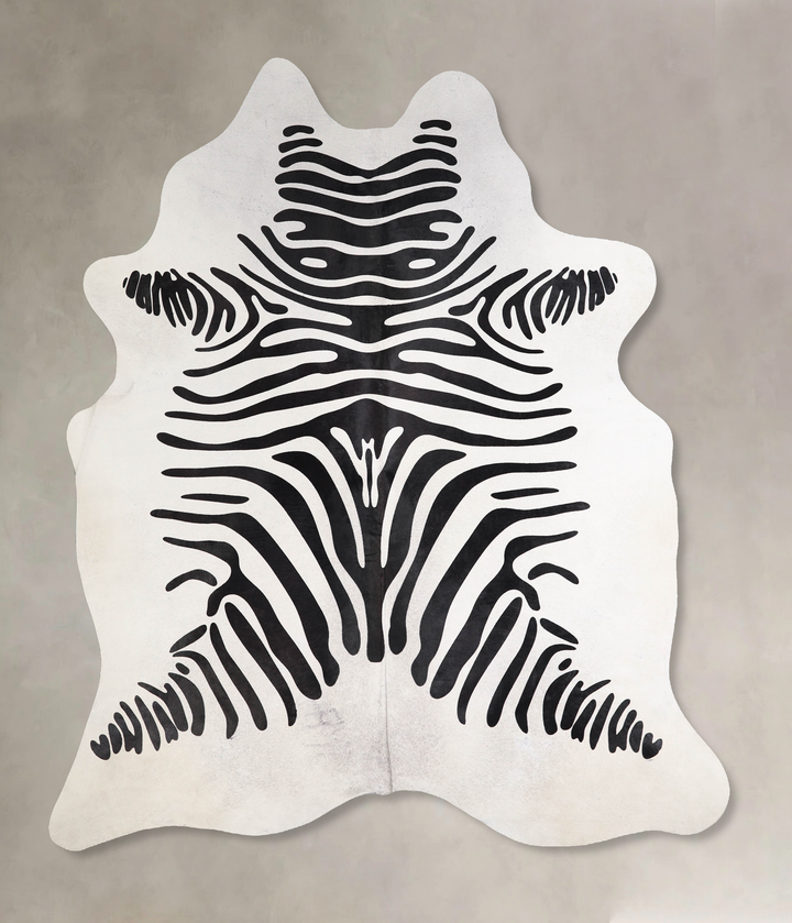 Zebra X-Large Brazilian Cowhide Rug 7'4"H x 6'2"W #A34604 by Hudson Hides