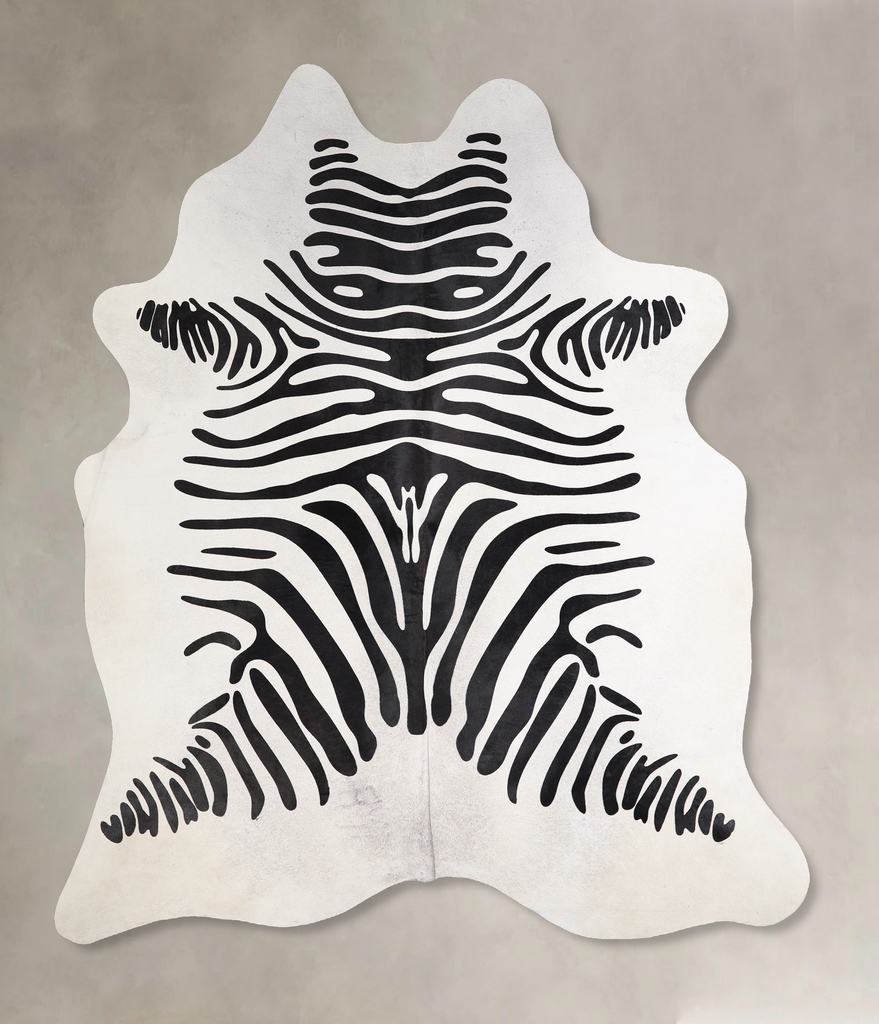 Zebra X-Large Brazilian Cowhide Rug 7'4"H x 6'2"W #A34604 by Hudson Hides