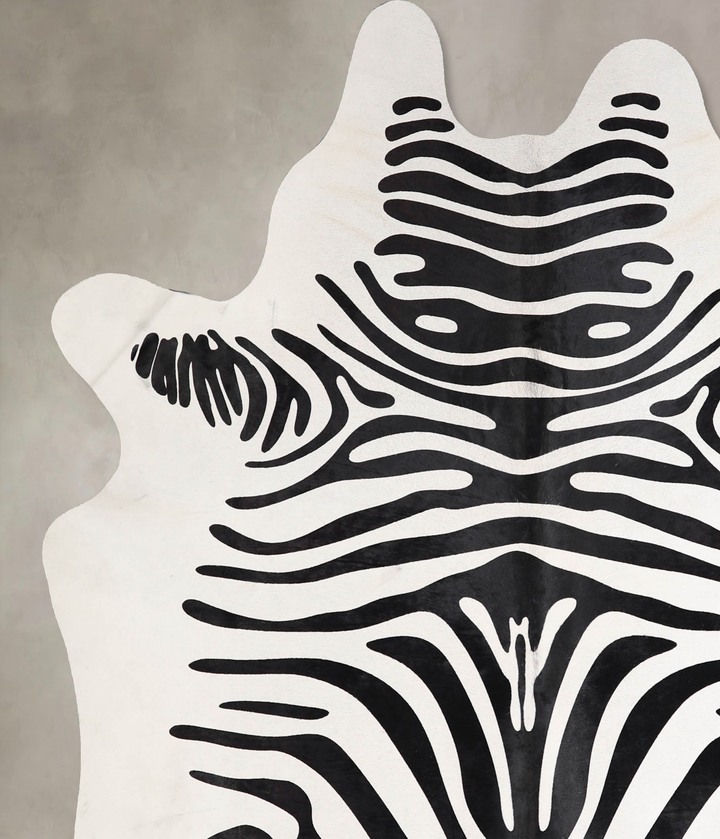 Zebra X-Large Brazilian Cowhide Rug 7'1"H x 6'2"W #A34606 by Hudson Hides