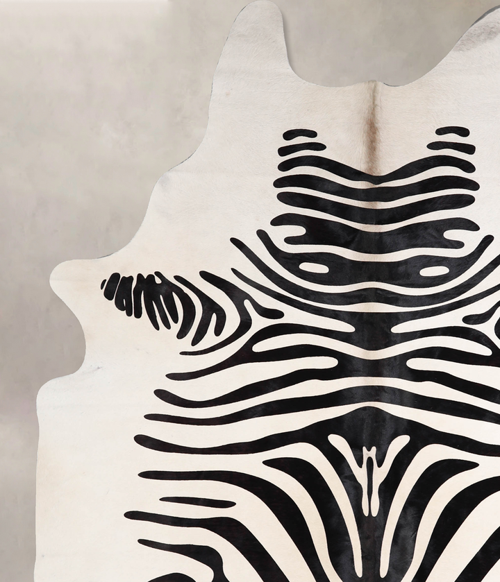 Zebra X-Large Brazilian Cowhide Rug 8'0"H x 6'1"W #A34609 by Hudson Hides