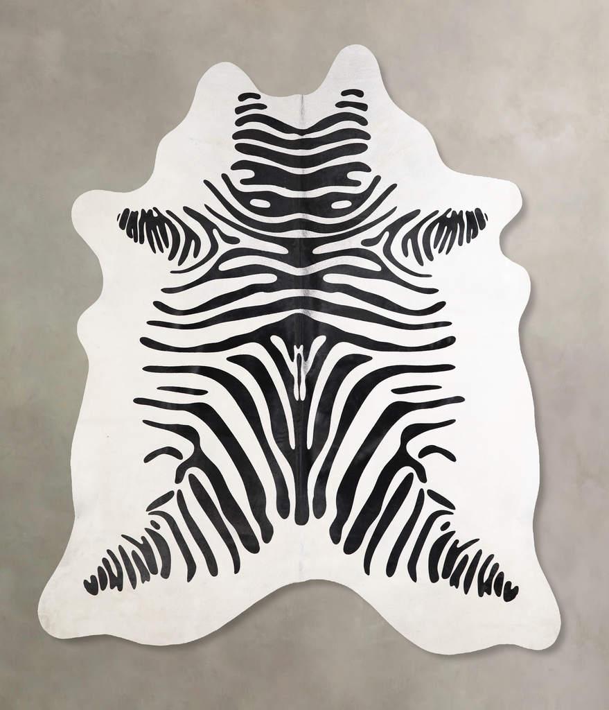 Zebra X-Large Brazilian Cowhide Rug 7'1"H x 6'4"W #A34611 by Hudson Hides