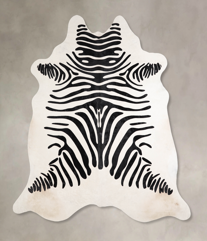 Zebra X-Large Brazilian Cowhide Rug 7'3"H x 6'6"W #A34614 by Hudson Hides