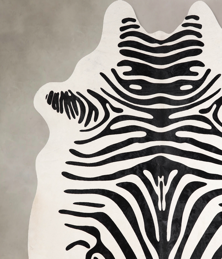 Zebra X-Large Brazilian Cowhide Rug 7'3"H x 6'6"W #A34614 by Hudson Hides