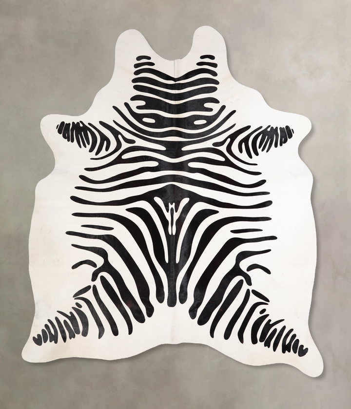 Zebra X-Large Brazilian Cowhide Rug 7'0"H x 5'9"W #A34618 by Hudson Hides