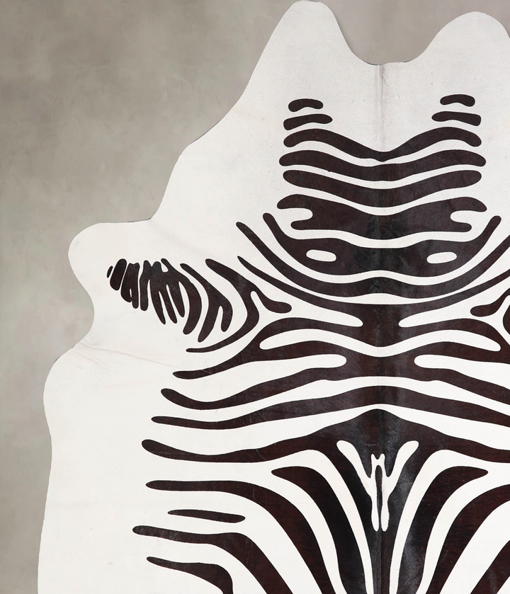 Zebra X-Large Brazilian Cowhide Rug 7'4"H x 6'2"W #A34619 by Hudson Hides