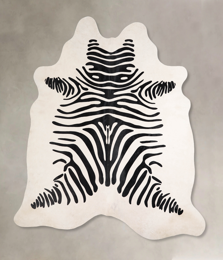 Zebra X-Large Brazilian Cowhide Rug 7'7"H x 6'6"W #A34629 by Hudson Hides