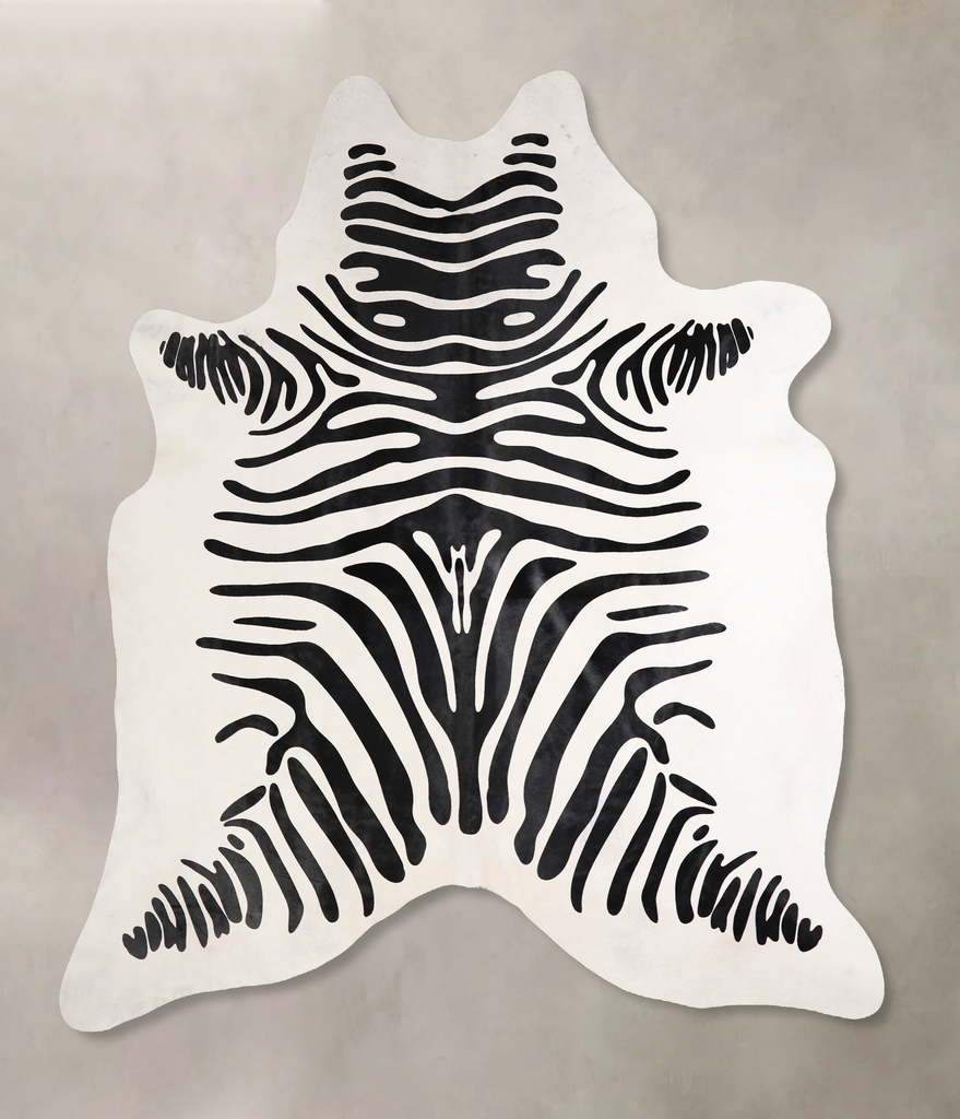 Zebra X-Large Brazilian Cowhide Rug 6'11"H x 6'2"W #A34630 by Hudson Hides
