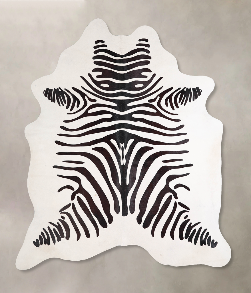 Zebra X-Large Brazilian Cowhide Rug 7'1"H x 6'1"W #A34636 by Hudson Hides