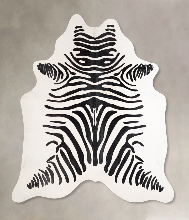 Zebra X-Large Brazilian Cowhide Rug 6'9"H x 6'3"W #A34637 by Hudson Hides