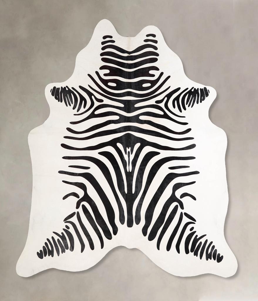 Zebra X-Large Brazilian Cowhide Rug 6'9"H x 6'3"W #A34637 by Hudson Hides