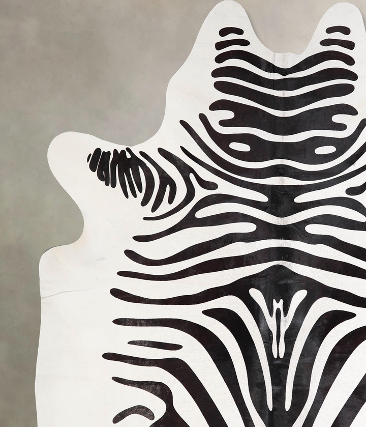 Zebra X-Large Brazilian Cowhide Rug 6'11"H x 6'3"W #A34638 by Hudson Hides