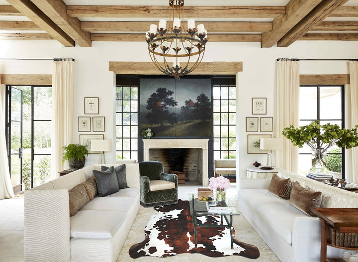 Tricolor X-Large European Cowhide Rug 7'5"H x 6'6"W #A34 by Hudson Hides