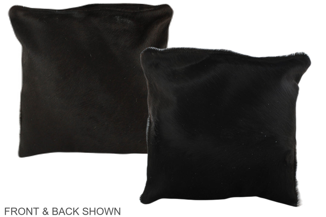Solid Black 16"x16" Brazilian Cowhide Pillow #A35332 by Hudson Hides