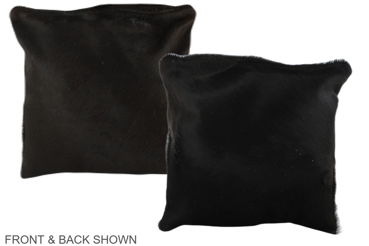 Solid Black Cowhide Pillow #A35332