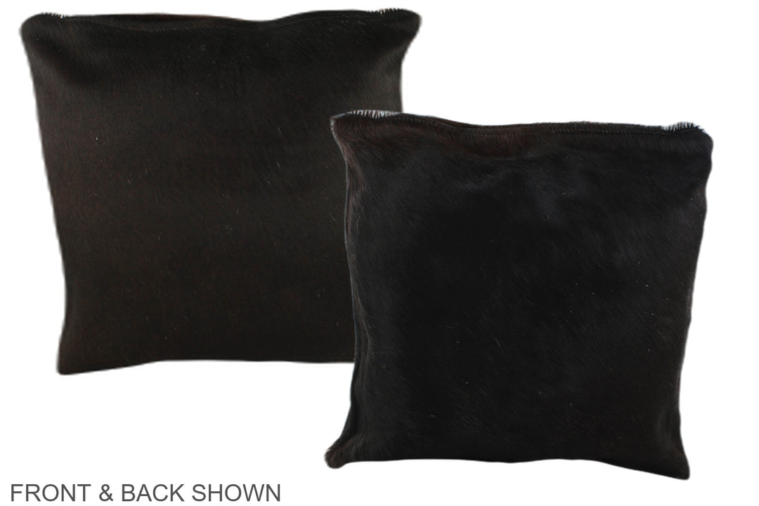 Solid Black 16"x16" Brazilian Cowhide Pillow #A35333 by Hudson Hides