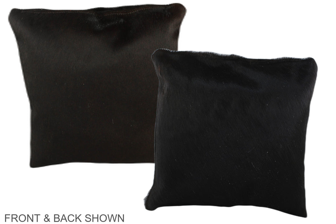 Solid Black 16"x16" Brazilian Cowhide Pillow #A35334 by Hudson Hides