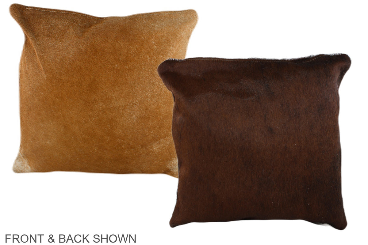 Solid Brown Cowhide Pillow #A35345