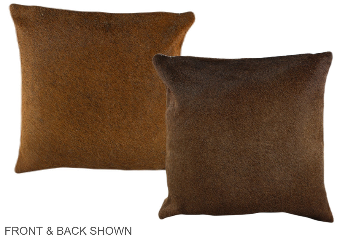 Solid Brown Cowhide Pillow #A35365