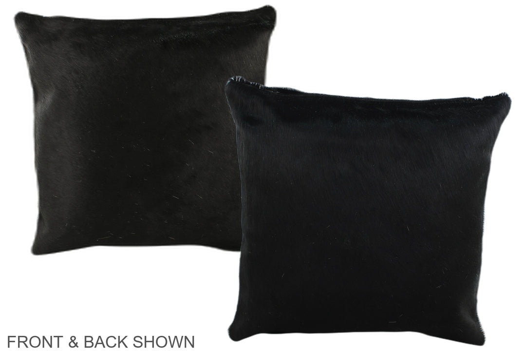 Solid Black 16"x16" Brazilian Cowhide Pillow #A35370 by Hudson Hides