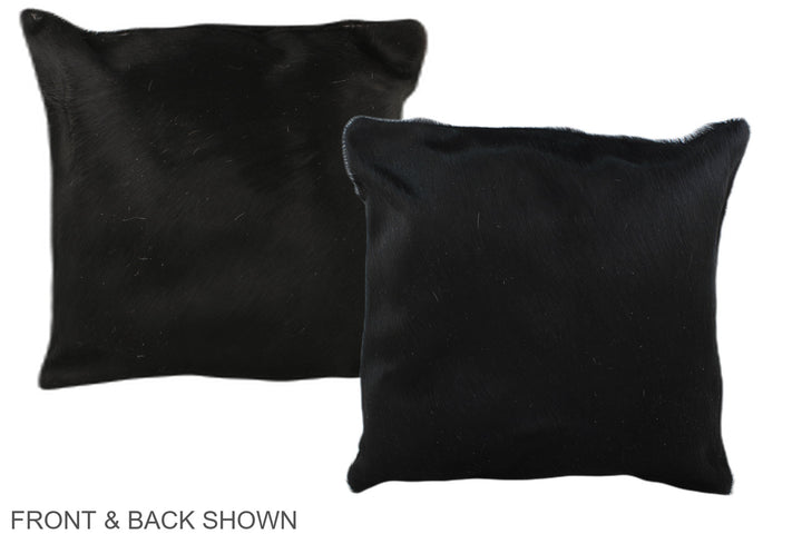 Solid Black 16"x16" Brazilian Cowhide Pillow #A35388 by Hudson Hides