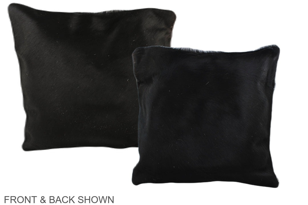 Solid Black 16"x16" Brazilian Cowhide Pillow #A35390 by Hudson Hides