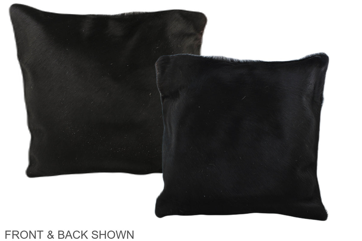Solid Black Cowhide Pillow #A35390