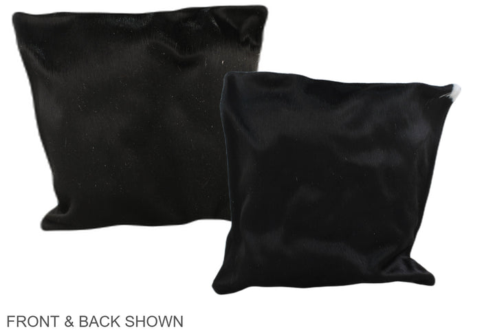 Solid Black 16"x16" Brazilian Cowhide Pillow #A35393 by Hudson Hides