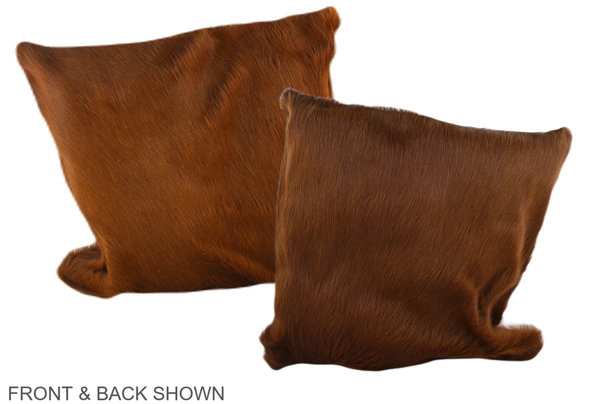 Solid Brown Cowhide Pillow #A35407