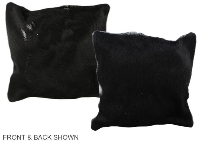 Solid Black 16"x16" Brazilian Cowhide Pillow #A35416 by Hudson Hides