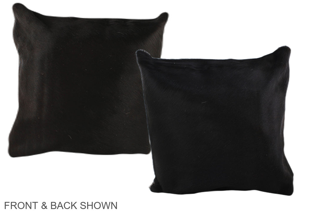 Solid Black 16"x16" Brazilian Cowhide Pillow #A35449 by Hudson Hides