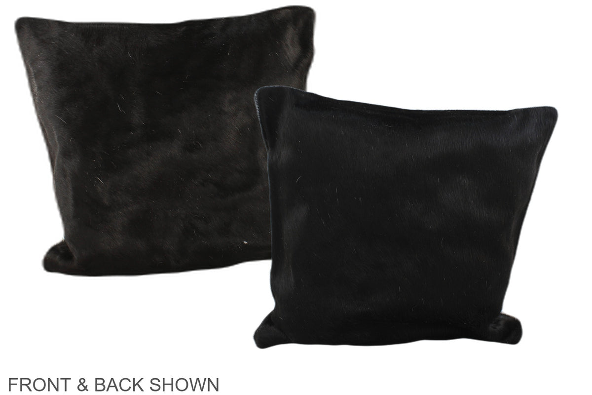 Solid Black Cowhide Pillow #A35453