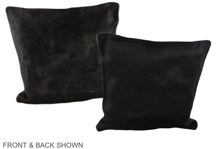 Solid Black 16"x16" Brazilian Cowhide Pillow #A35453 by Hudson Hides