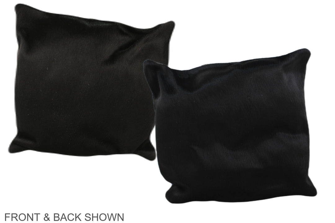 Solid Black 16"x16" Brazilian Cowhide Pillow #A35462 by Hudson Hides