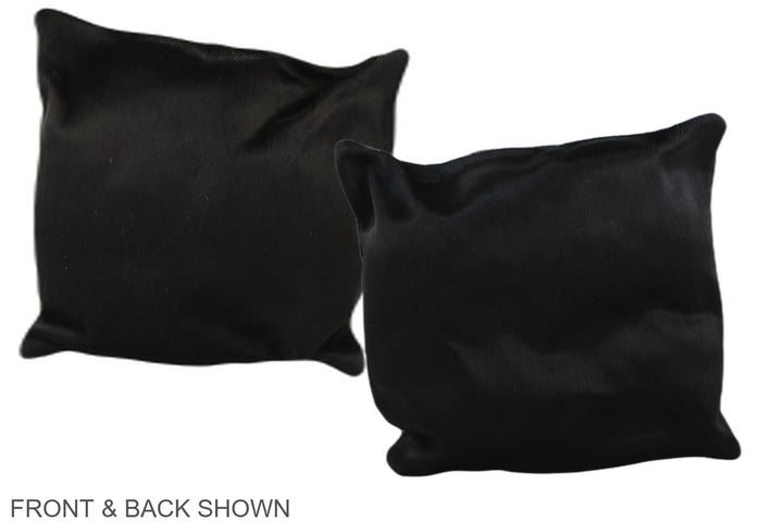 Solid Black 16"x16" Brazilian Cowhide Pillow #A35462 by Hudson Hides