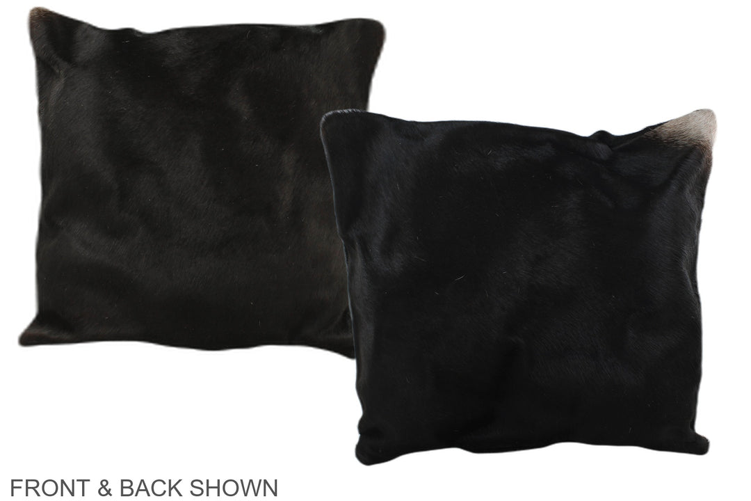 Solid Black 16"x16" Brazilian Cowhide Pillow #A35464 by Hudson Hides