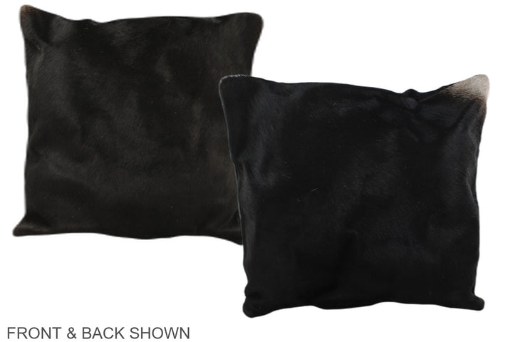 Solid Black 16"x16" Brazilian Cowhide Pillow #A35464 by Hudson Hides