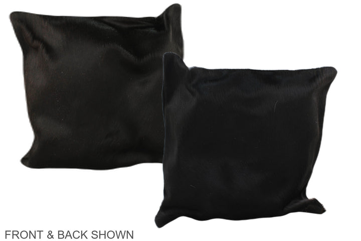 Solid Black 16"x16" Brazilian Cowhide Pillow #A35468 by Hudson Hides
