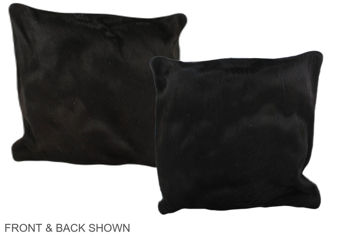 Solid Black 16"x16" Brazilian Cowhide Pillow #A35488 by Hudson Hides