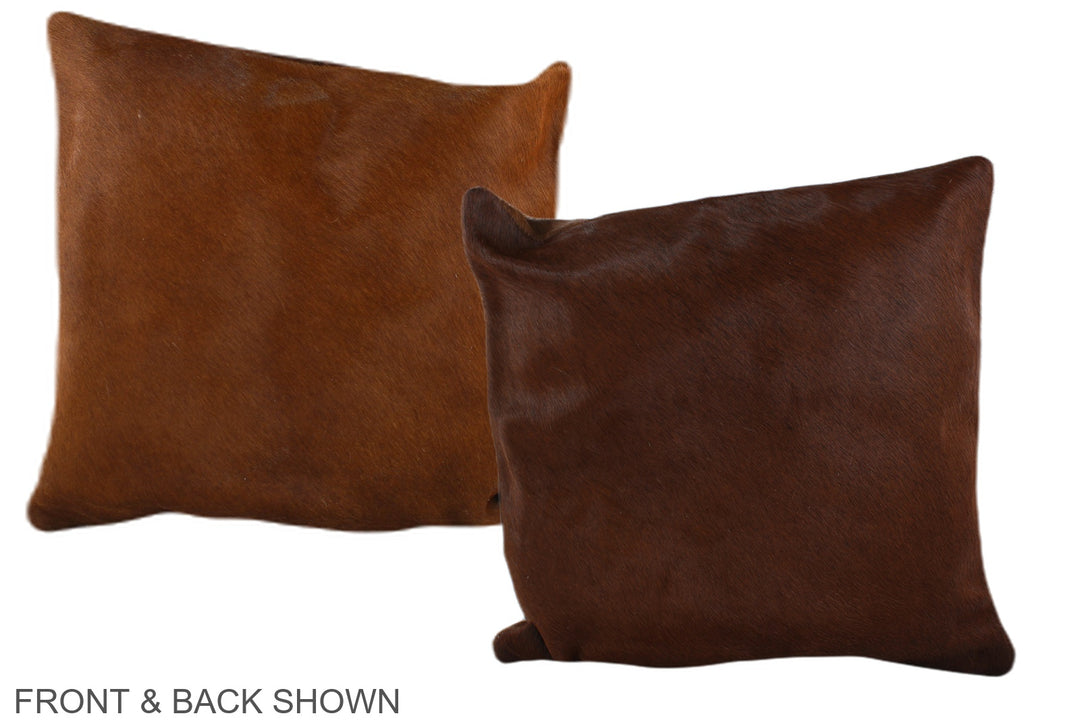 Solid Brown 16"x16" Brazilian Cowhide Pillow #A35489 by Hudson Hides
