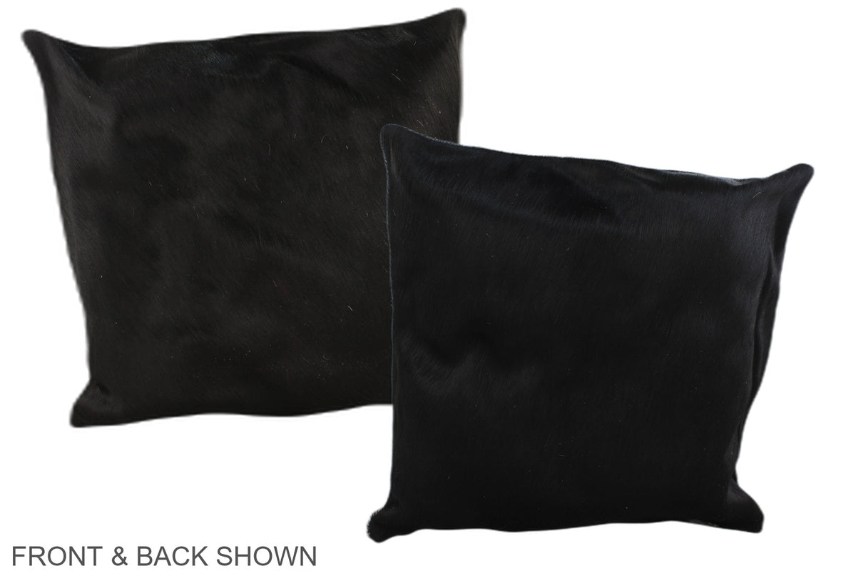 Solid Black Cowhide Pillow #A35493