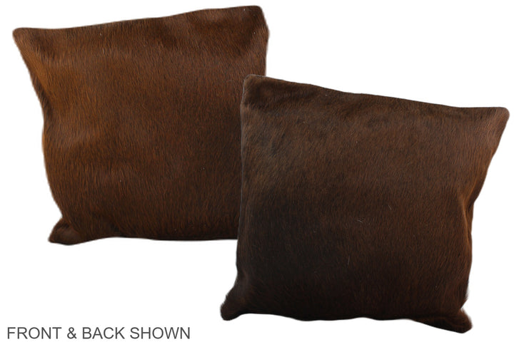 Brown with Red 16"x16" Brazilian Cowhide Pillow #A35517 by Hudson Hides