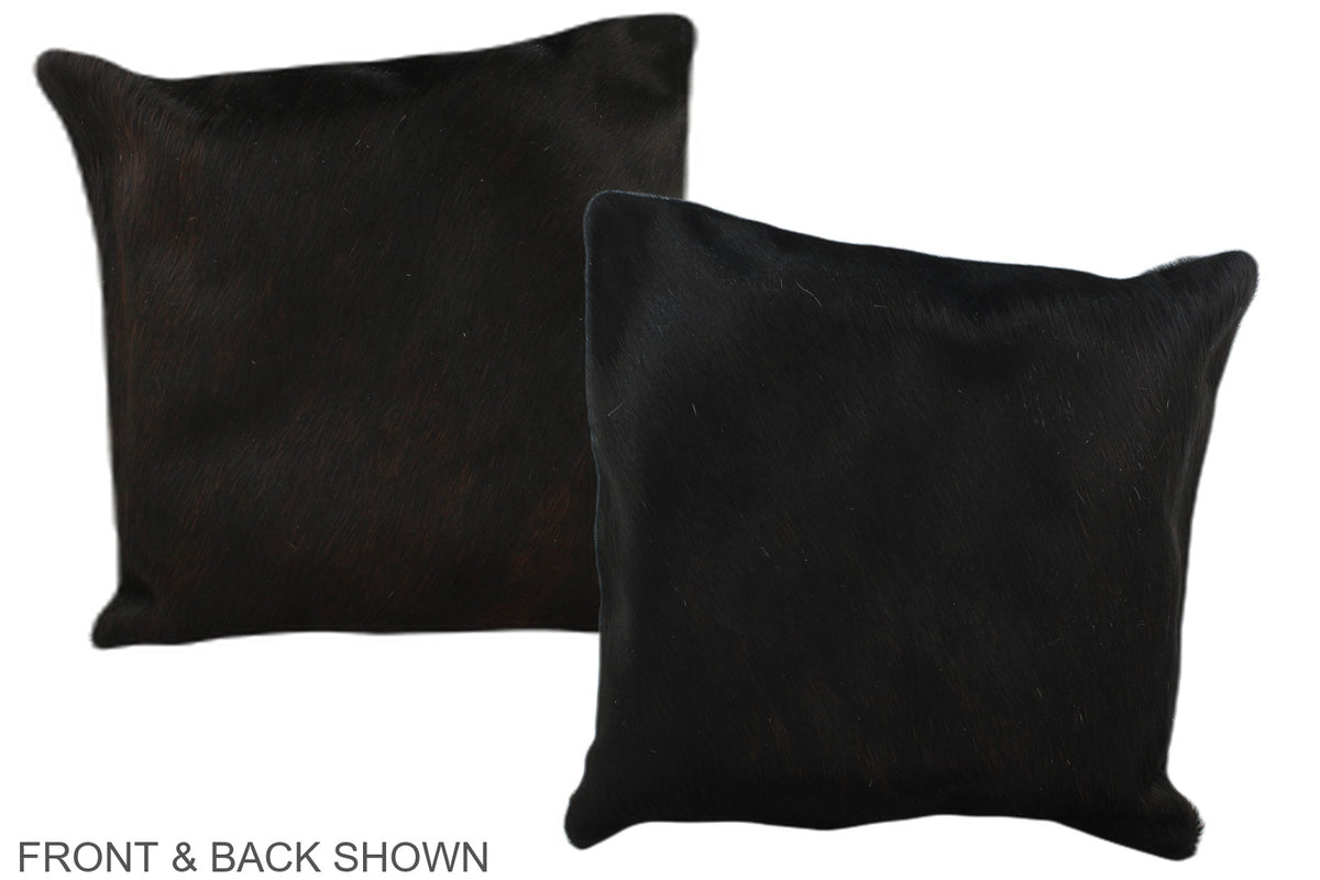 Solid Black Cowhide Pillow #A35574