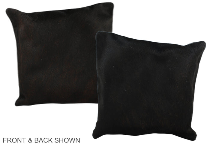 Solid Black 16"x16" Brazilian Cowhide Pillow #A35574 by Hudson Hides
