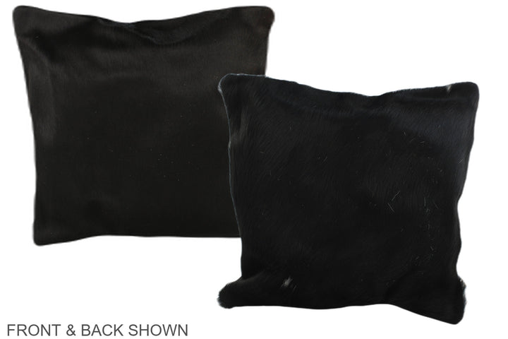 Solid Black 16"x16" Brazilian Cowhide Pillow #A35576 by Hudson Hides