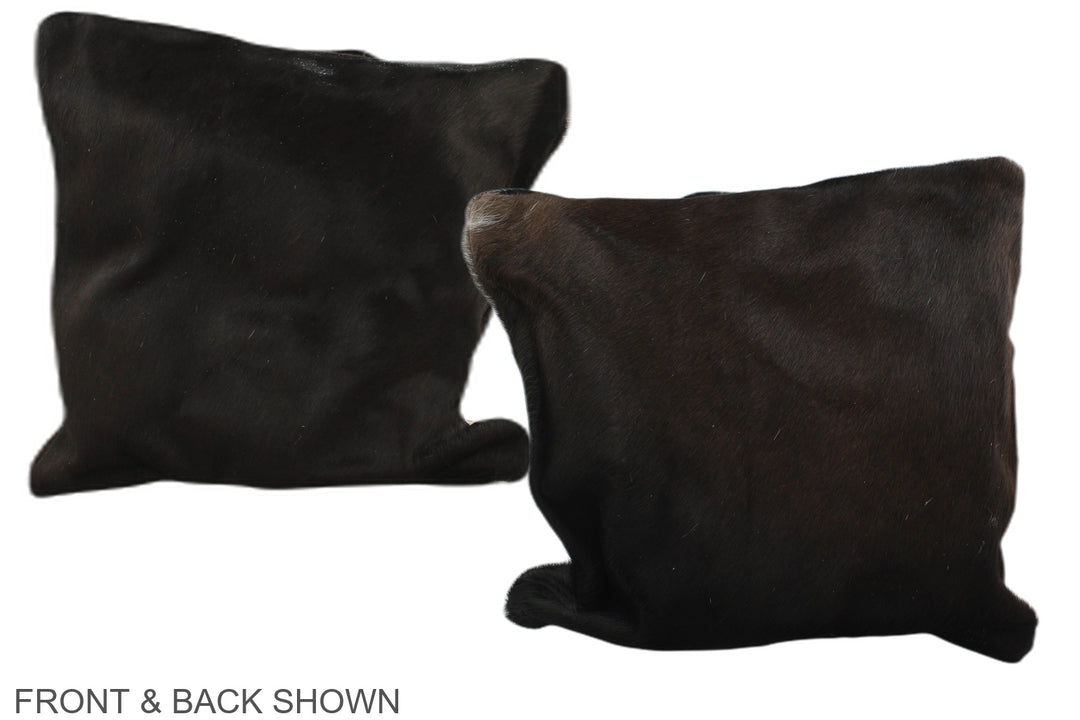 Solid Black 16"x16" Brazilian Cowhide Pillow #A35591 by Hudson Hides