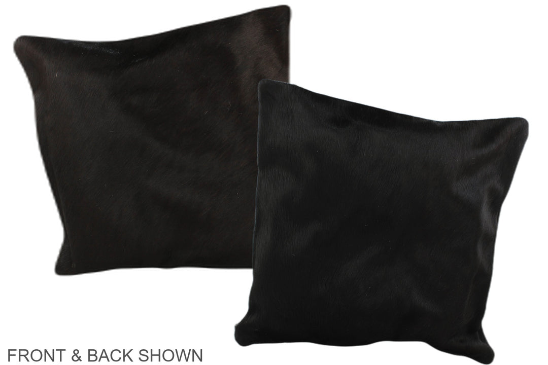 Solid Black 16"x16" Brazilian Cowhide Pillow #A35595 by Hudson Hides