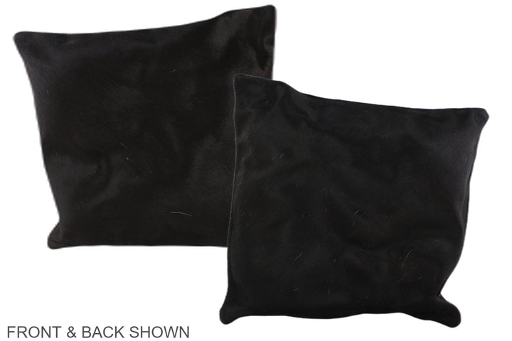 Solid Black 16"x16" Brazilian Cowhide Pillow #A35647 by Hudson Hides