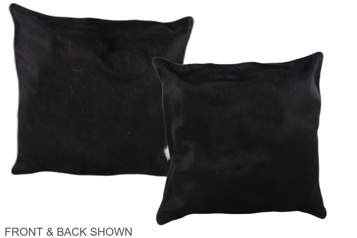 Solid Black 16"x16" Brazilian Cowhide Pillow #A35667 by Hudson Hides