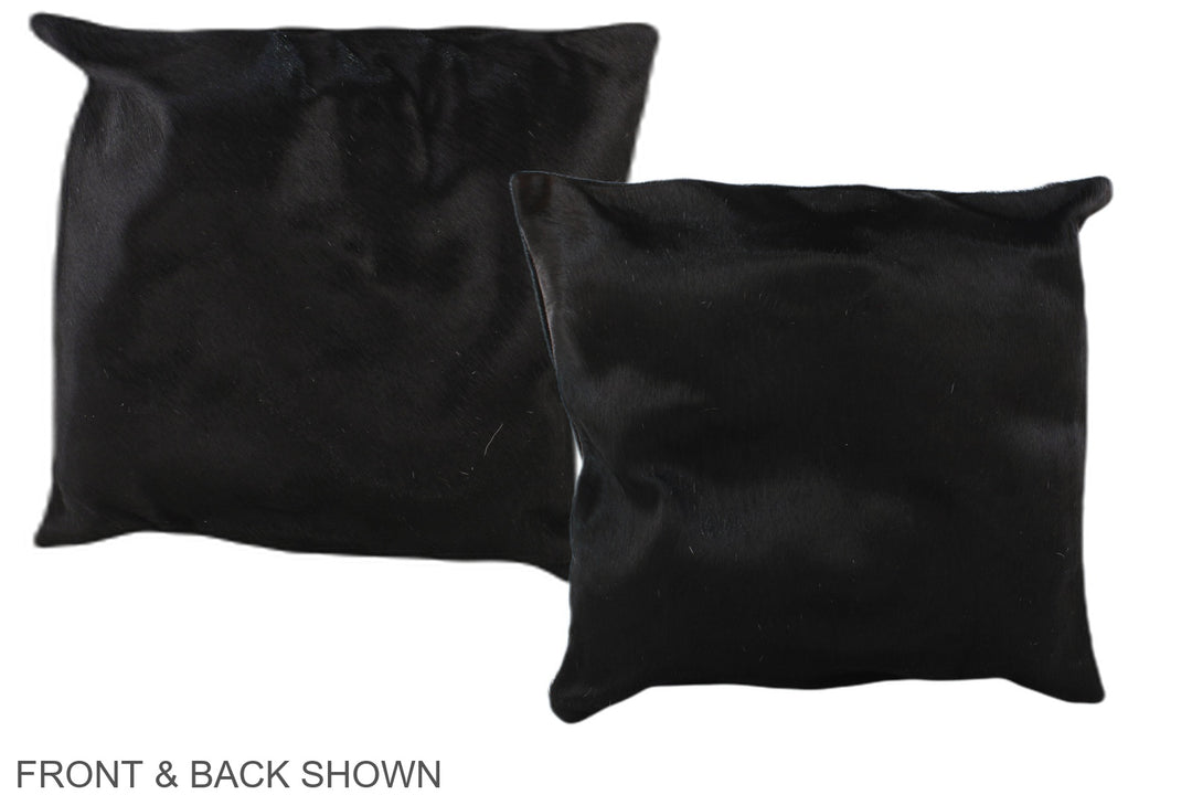 Solid Black 16"x16" Brazilian Cowhide Pillow #A35669 by Hudson Hides