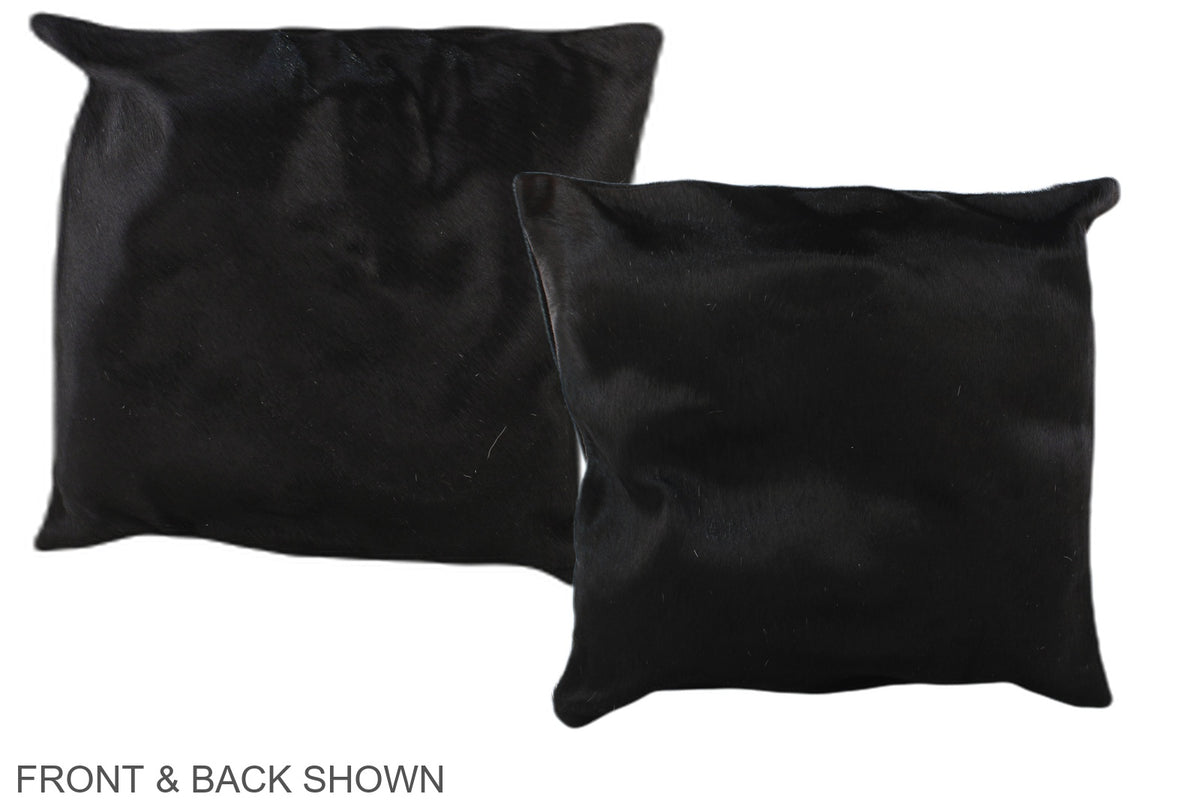 Solid Black Cowhide Pillow #A35669